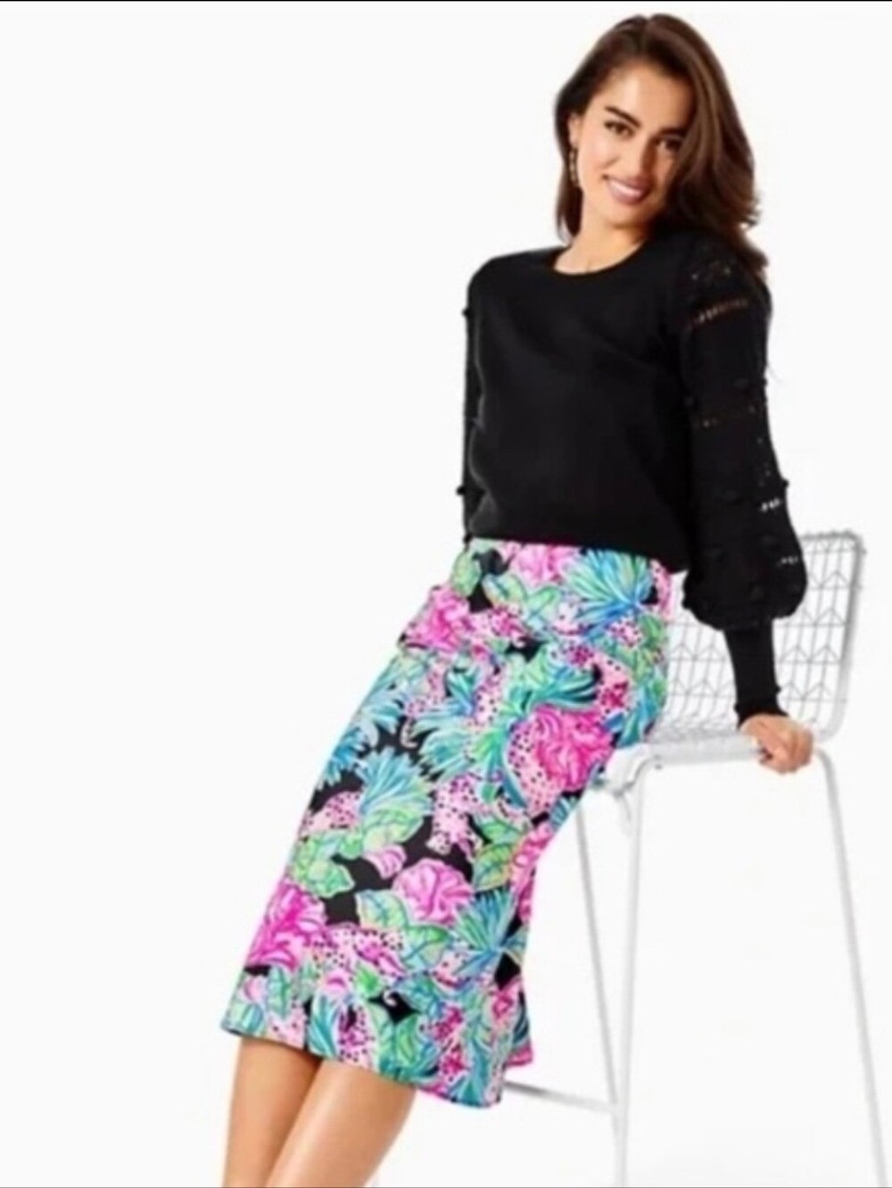 Lilly Pulitzer Cory onyx Skirt in jaguar jungle size 14